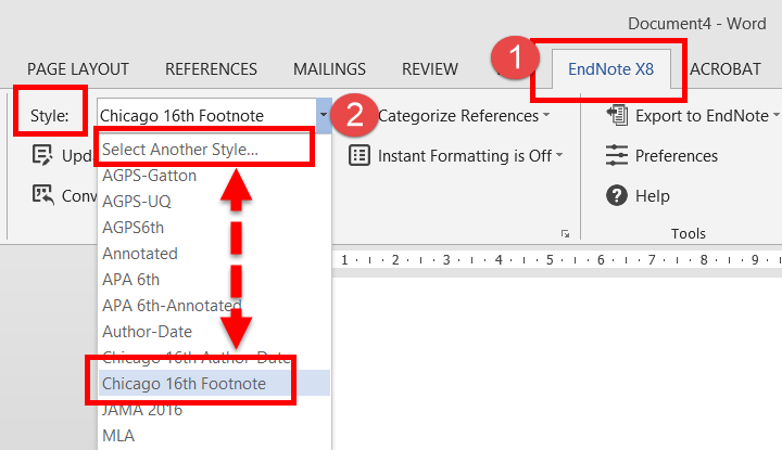 endnote references in word